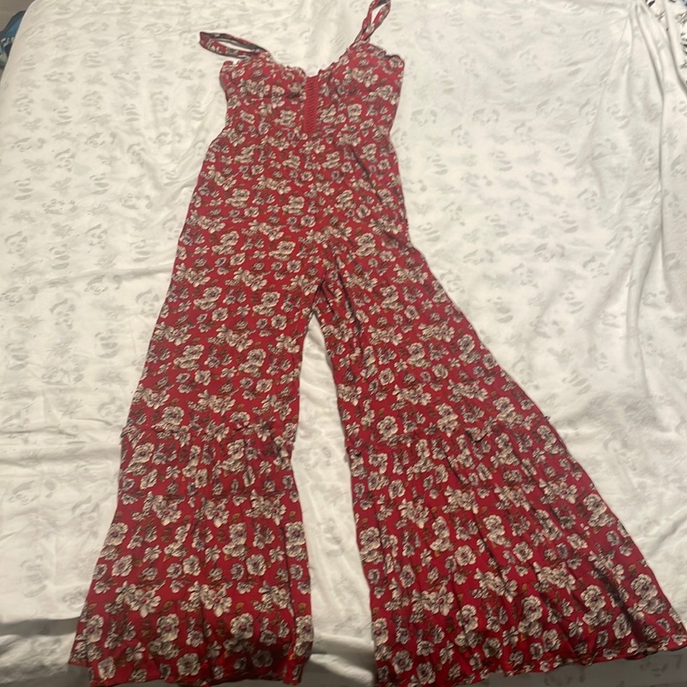 Red floral jumpsuit